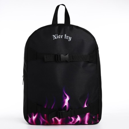 School textile backpack with mount for the Nice Try skate, 38x29x1 cm, black color, lightning department-3