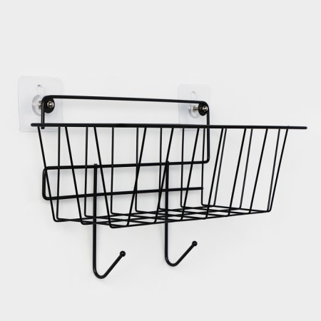 Basket with 2 hooks, 31.5 × 13 × 20 cm, black color-2