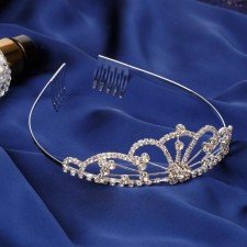 Virginia hair diadem Flower pattern, 4 cm, silver