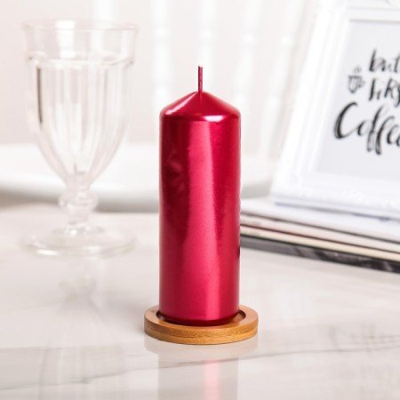 Candle "Column", red metallic, 5.5 × 15cm-2