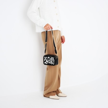 Bag Cross-Bodi with a zipper, black/white color-7