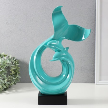 Souvenir Ceramics "Abstraction. Sea dolphins" turquoise 9x18x40 cm