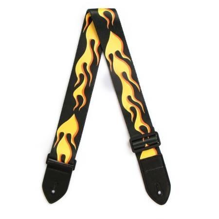 Music Life guitar belt, 60-117x5 cm, yellow flame-2