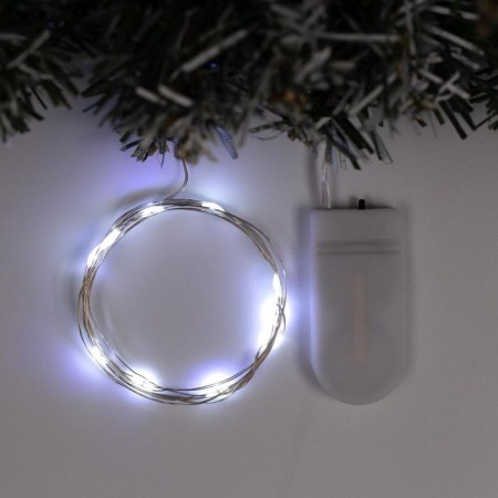 Garland "thread" 1 m dew, IP20, silver thread, 10 LED, white glow, CR2032x2
