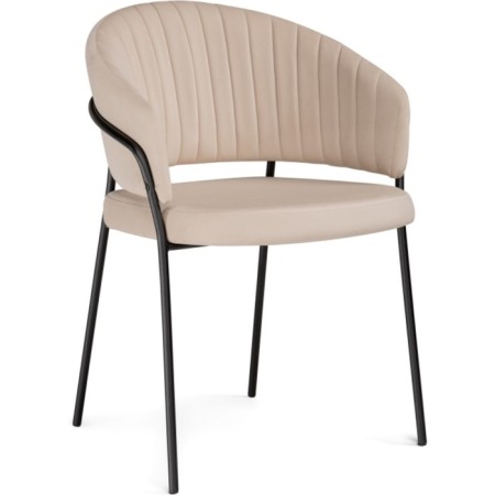 Chair on a metal frame Leo Metal/velor, black/beige 56x52x80 cm