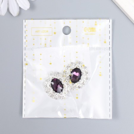 Decor for creativity Metal "Medallion Patal" dark violet crystal 2.6x2.4 cm-4