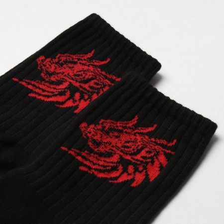 Socks "Dragon", black/red color, size 25-1