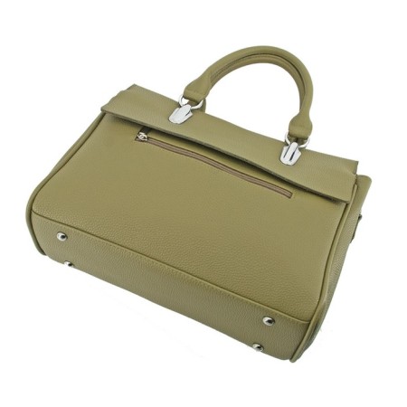 Bag women, genuine leather, olive 30x9x23 cm-2