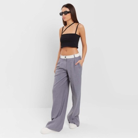 Women's pants with contrasting belt MIST R.42, Gray-2