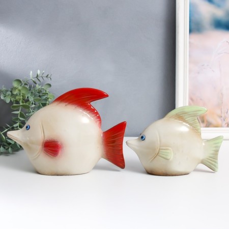 Souvenir ceramics "Two fish" set 2 pcs 5.5x19.5x14 cm 7x24x17 cm-1