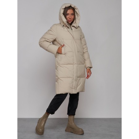 Coat insulated winter female, size 50, beige color-6