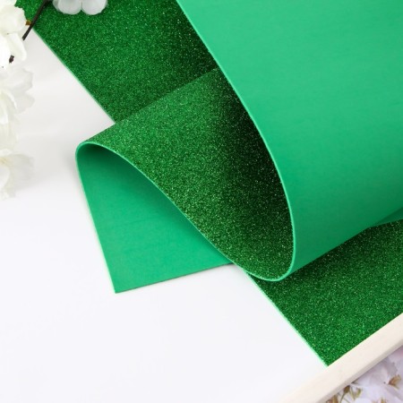 Foamiran glitter 2 mm, 50x50 cm, green
