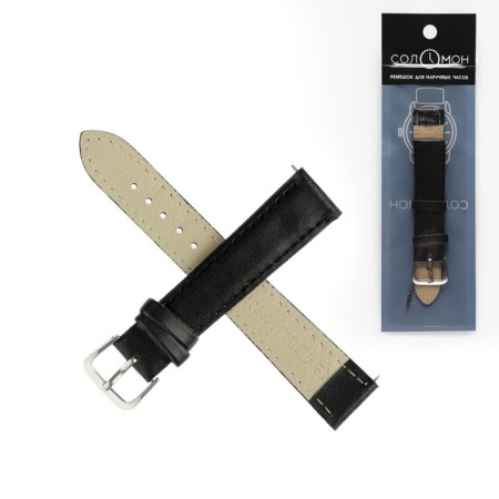 Solomon watch strap, 18 mm, genuine leather, L-20 cm, black