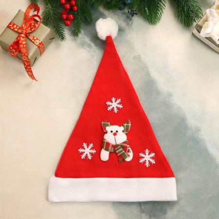 New Year's cap "Olenenok" 29x40 cm, red