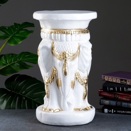 Figure - stand "Three elephants" white -gold, 28x28x50cm