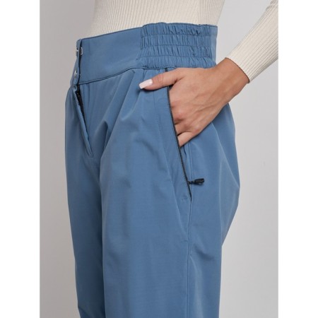 Warmed female trousers, size 44, blue color-4