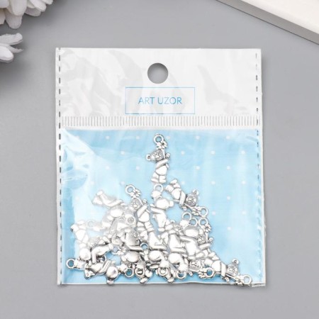 Decor for creativity Metal "Bear with chamomile" silver 2x1 cm-4