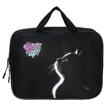Folder with handles Textile A4, 355 x 270 x 75 mm, stavia "cat" black