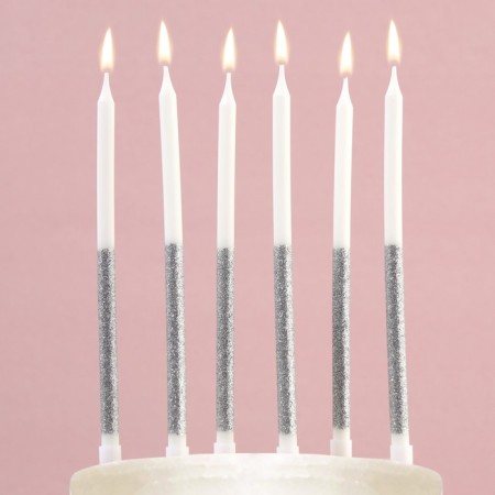 Candles for the cake "On your birthday", silver, 6 pcs.-5
