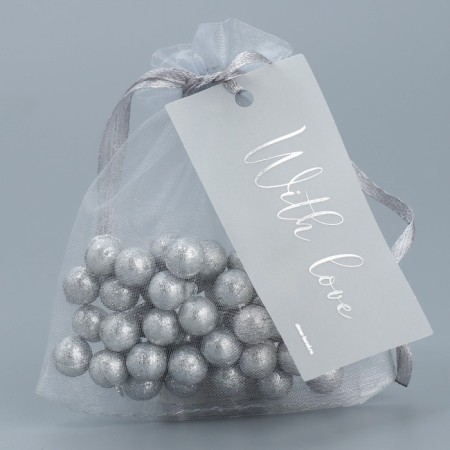 Bag Gift Organza Silver “From the Soul”, with Schildik, 10 x 12 cm +/- 1.5 cm-1