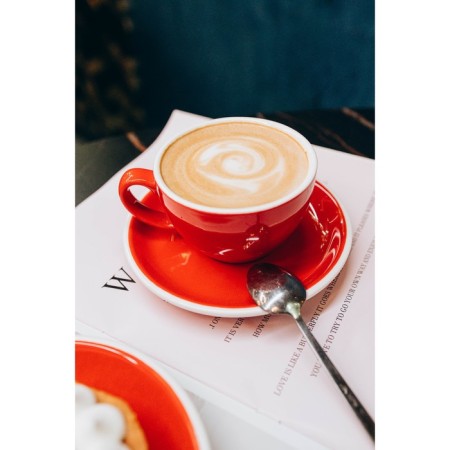 Coffee steam porcelain Magistro Coffee Time, 2 objects: a cup 200 ml, a saucer d = 14.5 cm, red color-9