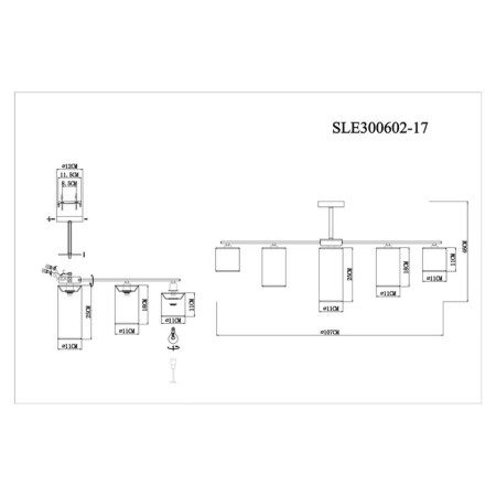 Ceiling EVOLUCE lamp. Sle300602-17. Essenza. 17x40 watts, E14, 107x107x46 cm, chromium color-6