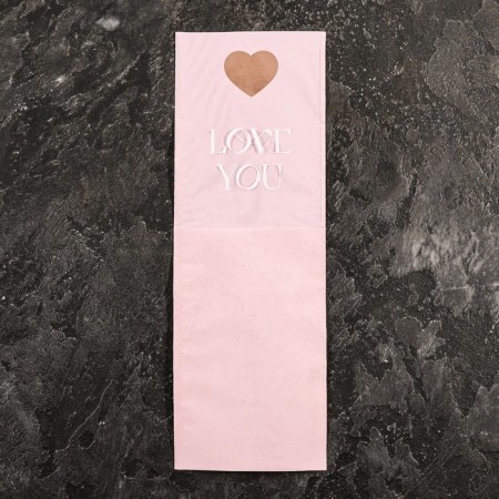 Package-cone for flowers, "love", pink, 14x40 cm-2