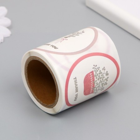 Stick Paper "Gratitude. Flowers in a vase" D = 2.5 cm 120 pcs in a roll 5.7x5.7x6 cm-1