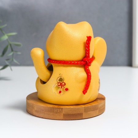 Pendural Ceramics "Mani-Neko with hieroglyphs" from solar batteries 10x10x12 cm-5