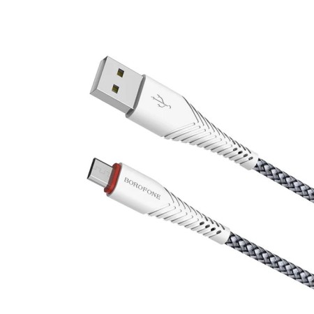 Cable Borofone BX25, microUSB - USB, 2.4 A, 1 m, nylon braid, white-3