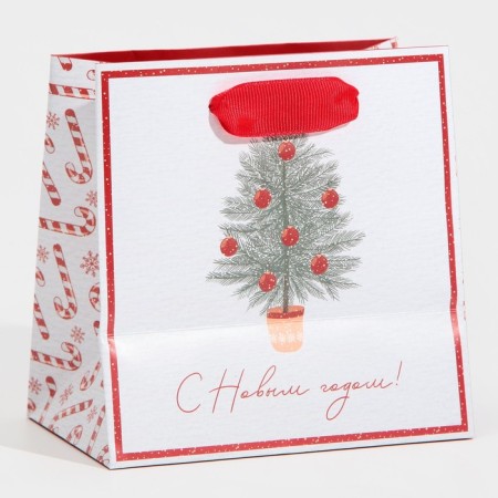 Package Gift New Year's laminated square "New Year's sweets", 14 x 14 x 9 cm, New Year-3