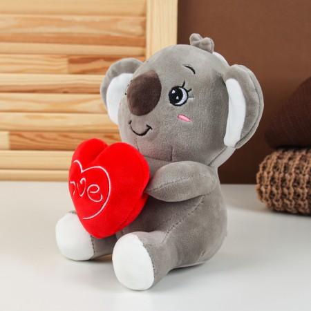 Soft toy "Koala" with a heart, 22 cm, color gray color-1
