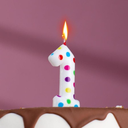 Candle in a cake for birthday "Color confetti", number "1", 5.5 cm