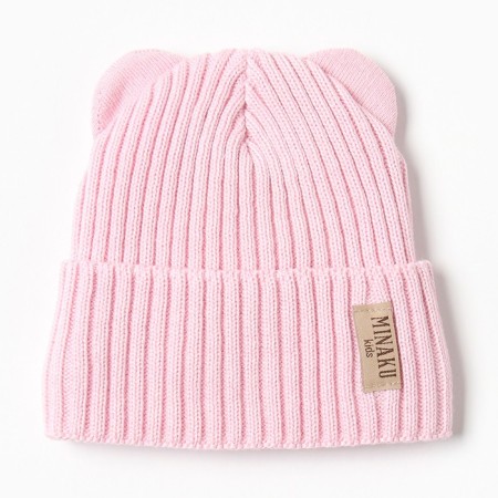 Children's hat minku, rr 44-46, pale pink color