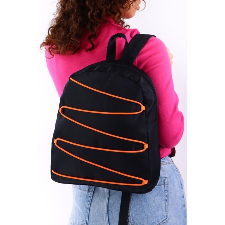 School backpack textile with lacing, black color-7