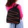 School backpack textile with lacing, black color