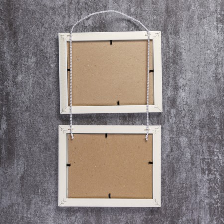 Photo frame in 2 photos 15x20 cm suspended 727 white (plastic screen)-3