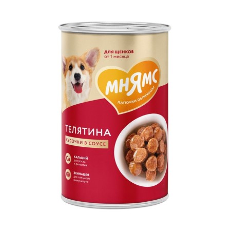 Wet food "Mnyams" "Proper Development" for puppies, veal in sauce, 400 g