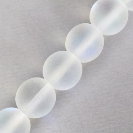 Busins ​​made of natural stone "Cat Eye", set 46 pcs., Size 1 pc. - 8 mm, matte white-4