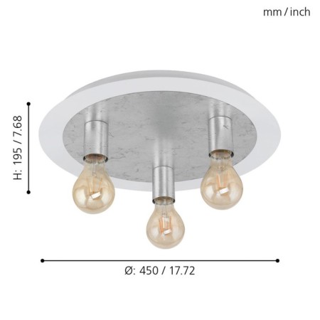 Passano 3x4W lamp E27 White, silver-1