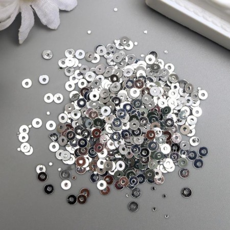Sequins "Zlatka" 3 mm, 10 g, silver-1