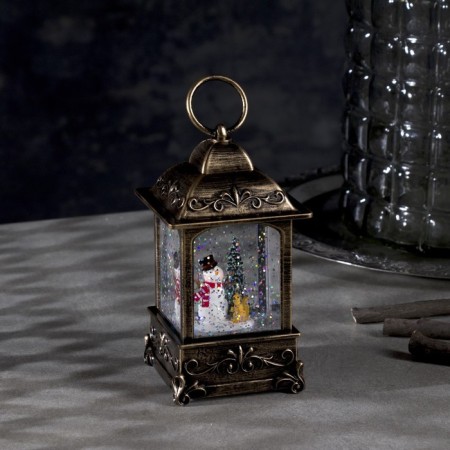 LED figure “Lantern with a snowman” 7.5 × 13.5 × 7.5 cm, plastic, sparkles, batteries AAAX3 (not complete), glow warm white-1