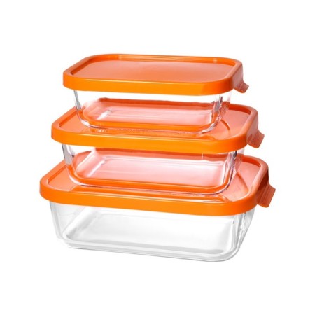 Set of glass containers, orange color, 3 pcs.