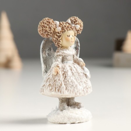 Polystone souvenir "Baby-angel with tails, with heart/star" silver mix 4x5x9 cm-2
