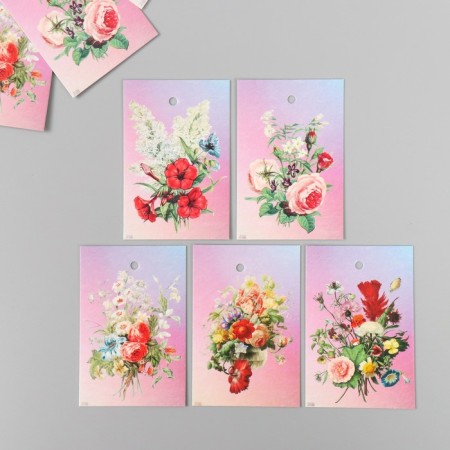 Cardboard "Flowers 12" set 10 pcs (5 types) 4x6 cm