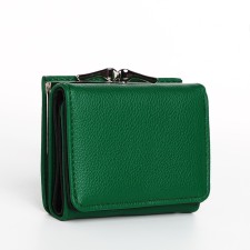Women's wallet on the button, green color