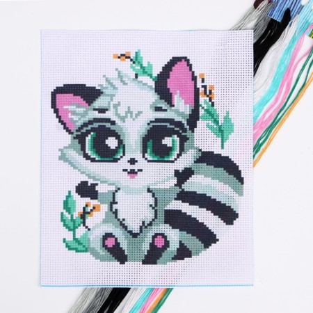 Cross -embroidery "Raccoon", set for creativity, 25 x 20 cm-2