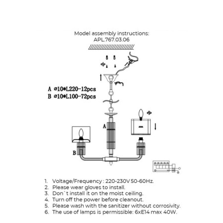 Suspended chandelier Elza E14 240W-8