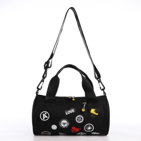 Youth bag with zipper, black color
