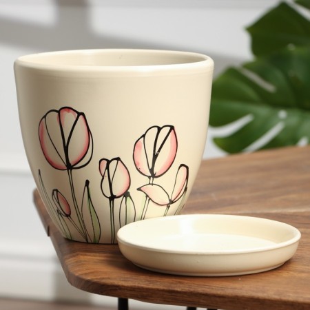 Flower pot "Tulip" pink, 2.4 liters-2